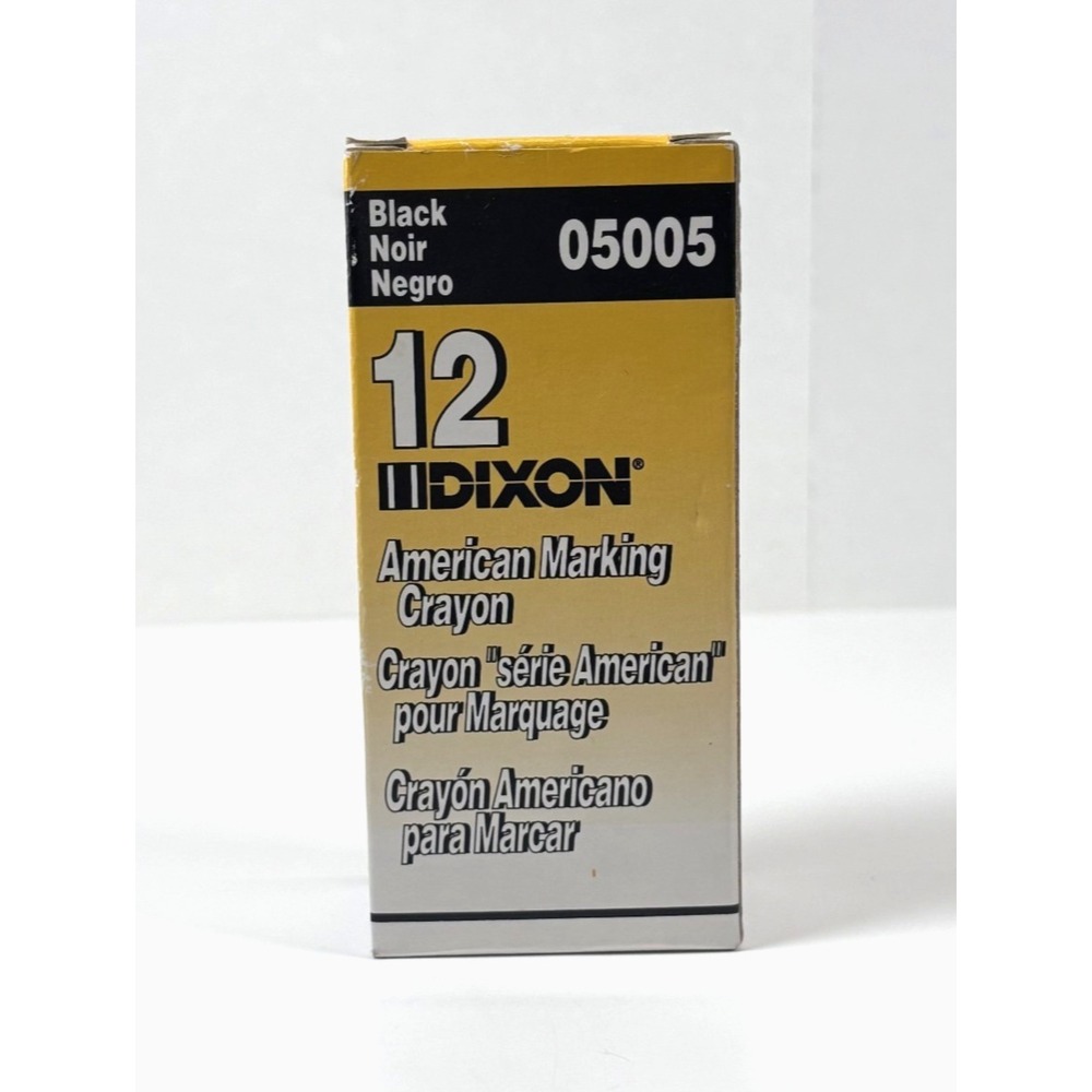 Dixon Large Marking Crayons Round Black 12 Pack - (05005)  MADE IN USA NEW